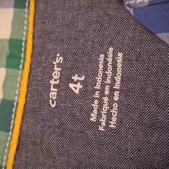 Carter's boys size 4T checkered blue, green & white button down, New - Picture 4 of 4